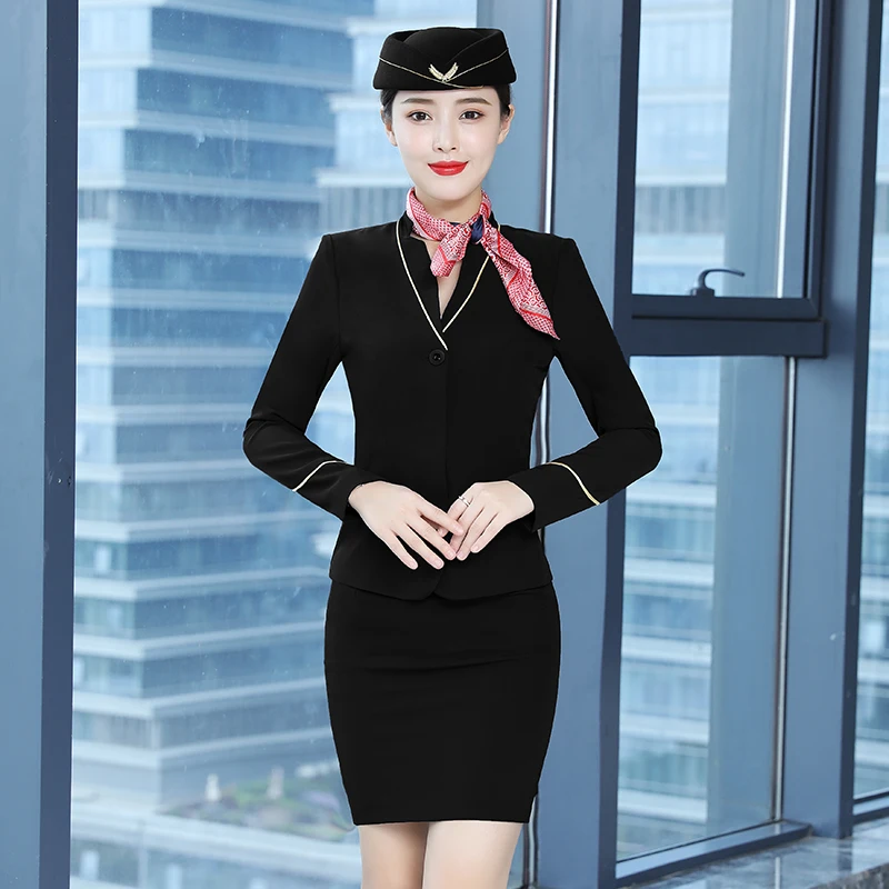 Izicfly Lente Herfst Paars Blazer Set Met Rok Office Pakken Voor Vrouwen Stewardess Uniform Werk Outfit Elegante 2 Stuk