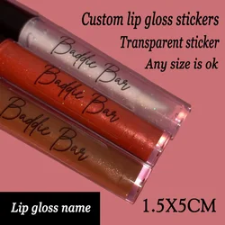 100PC personalized eyebrow eyelash bottle sticker custom cosmetic tube sticker transparent lip gloss label custom name sticker