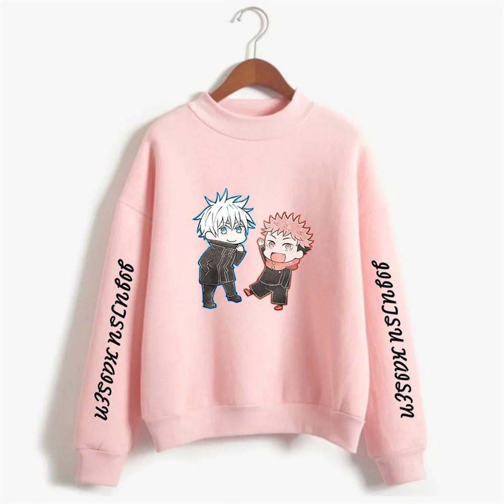 

Jujutsu Kaisen Pullover Anime Print Sweatshirt Women Casual Fashion Turtleneck Long Sleeve Loose Streetwear