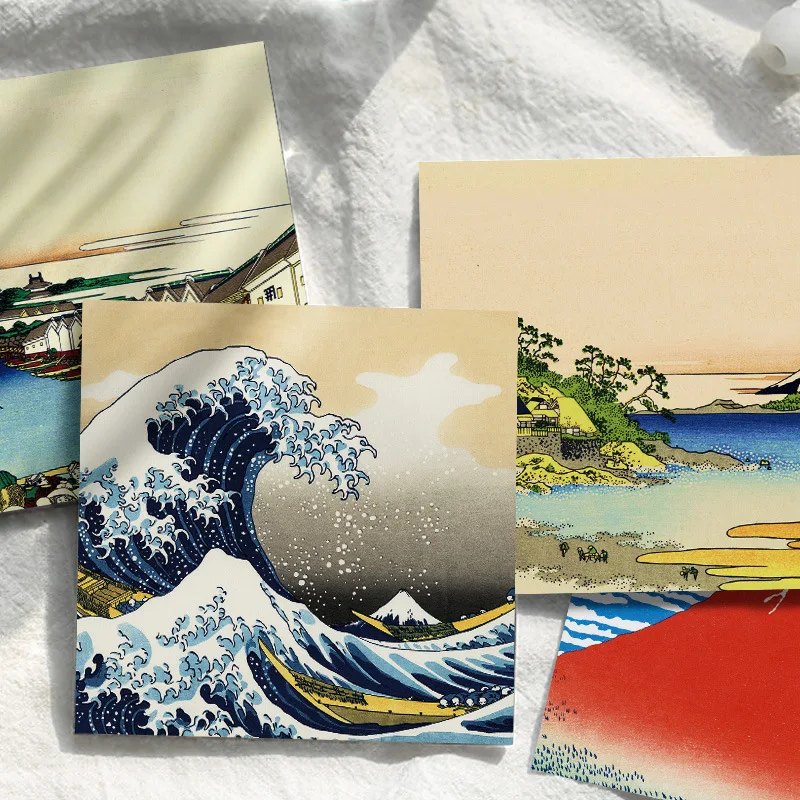 50 Sheets/Set Katsushika Hokusai Art Painting Series Sticky Note Kanagawa Surfing Mount Fuji Memo Pads Stationery Supplies