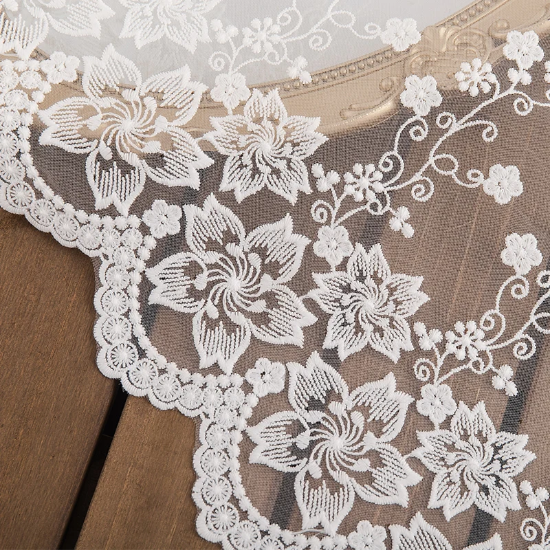 Flower Embroidery Fabric White 35cm Wide Lace Ribbon Diy Crafts Supplies Home Deocr Dress Needlework Sewing Accessories By Yard