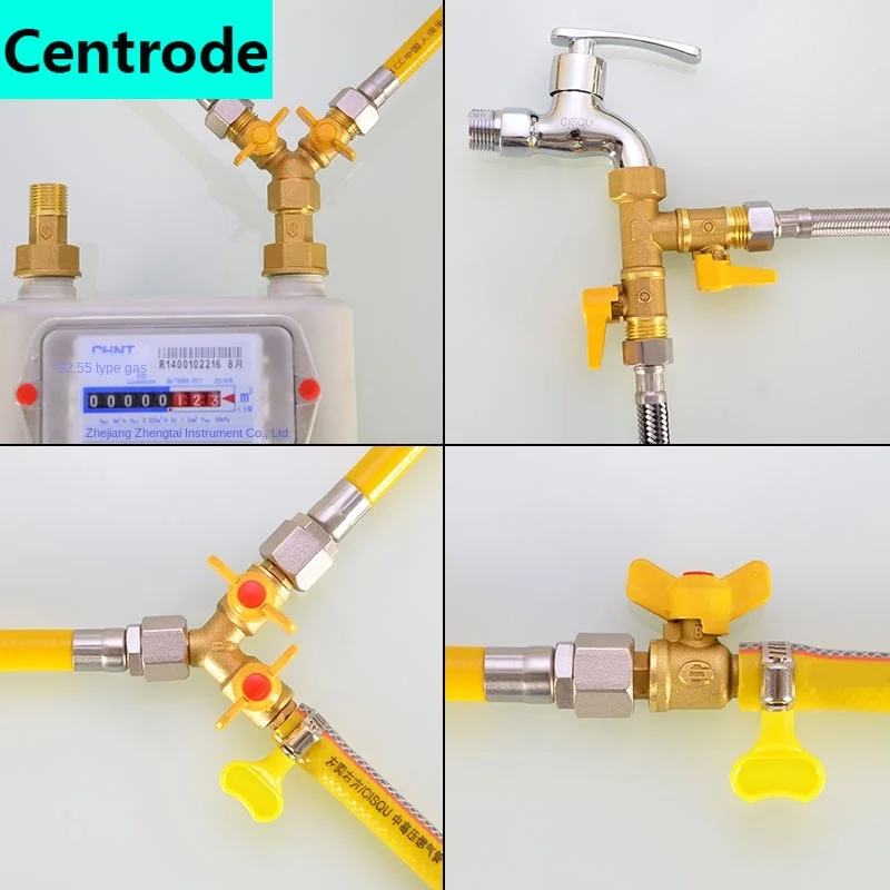Mosiężny gazowy zawór trójdrogowy Pręt miedziany Rdzeń miedziany 1/2 cala Mosiężny zawór gazowy Przełącznik gazu ziemnego Zawór kulowy