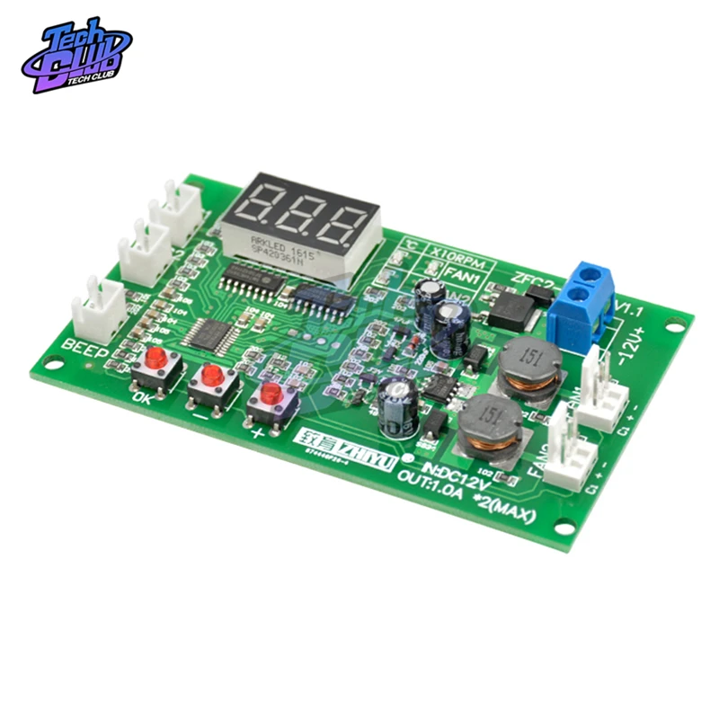 Controlador de velocidad del ventilador del Motor, controlador inteligente de temperatura del termostato con soporte de zumbador, EC EBM, 2 canales, 2a, 3 cables PWM