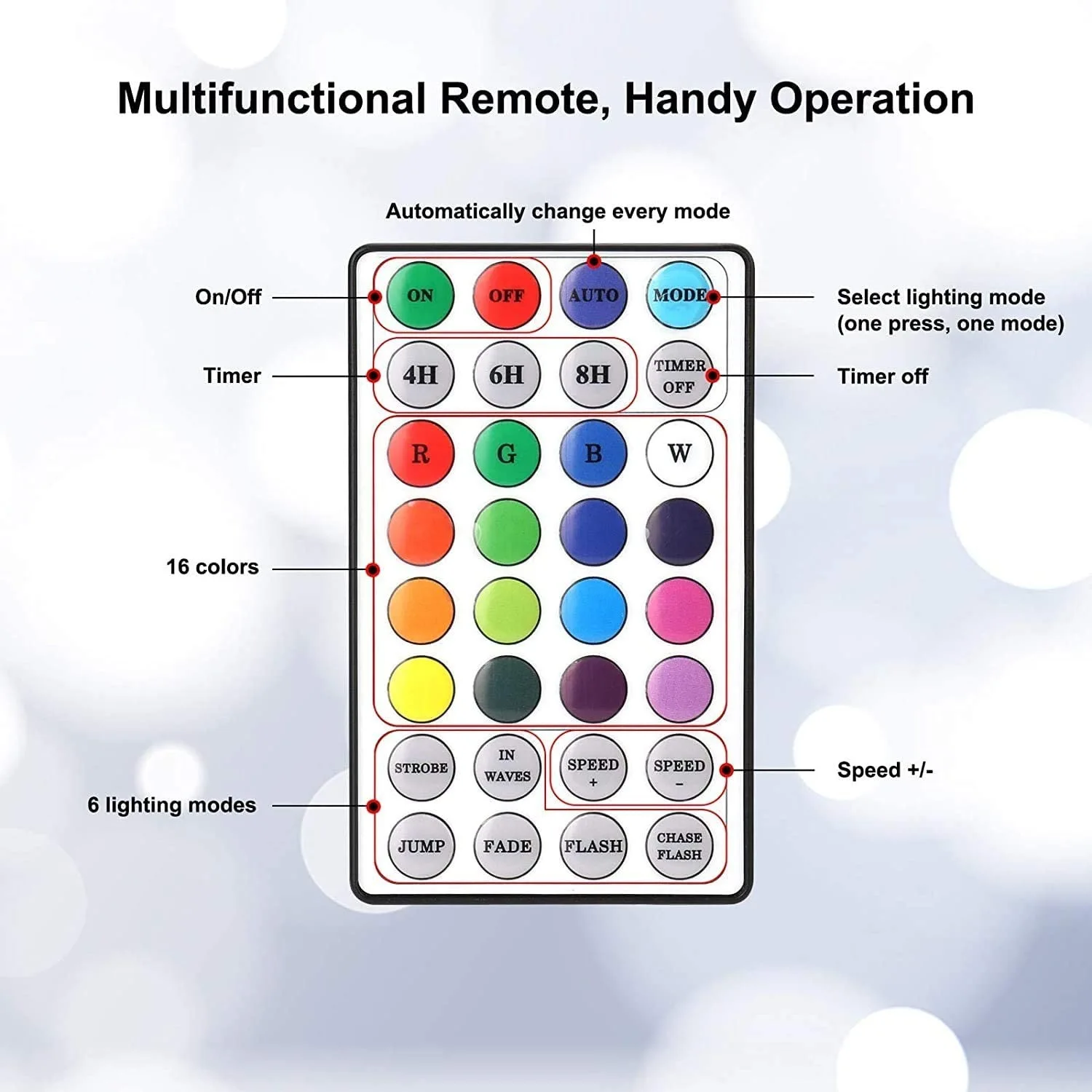 DC5V USB LED String 32-Key WS2812B RGB Point Control Warna Ajaib Tembaga Kawat Lampu String Light Bar Addressable Individual