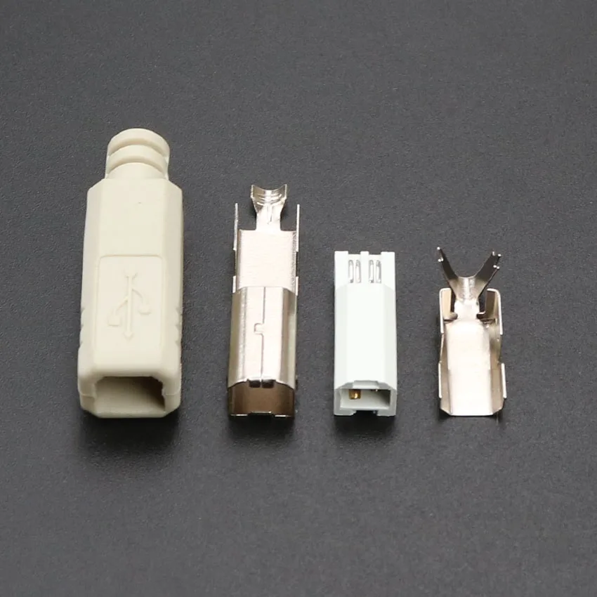 Chenghaoran Diy Usb 2.0 Type B Mannelijke Vier Stuk Diy Usb Connector Solderen Printer Staart Opladen Usb Jack Black plastic Shell