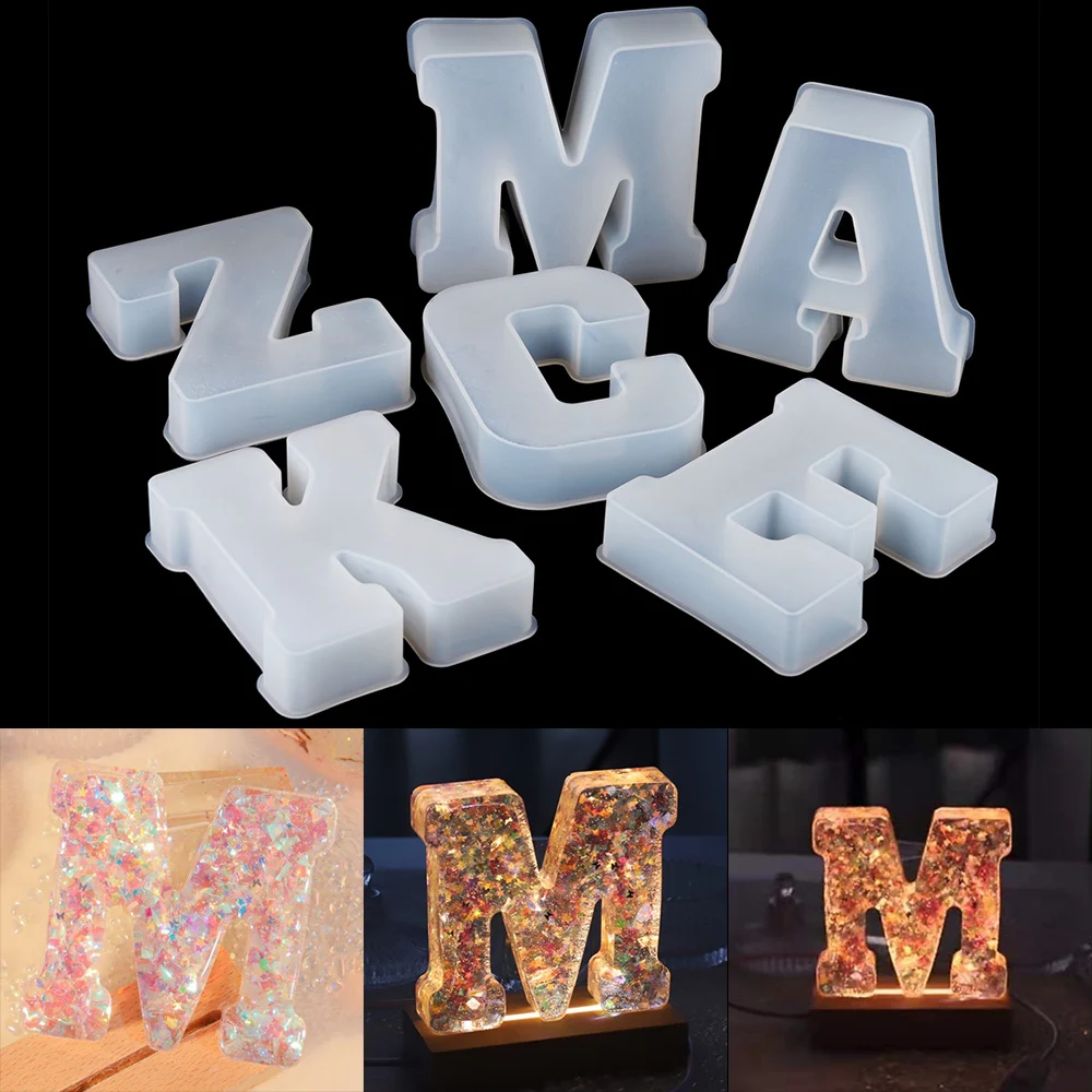 6.29Inches Large Letter Mold  A to Z Silicone Alphabet Mould Epoxy Resin Mold for DIY Resin Craft Party Wedding Home Decoration