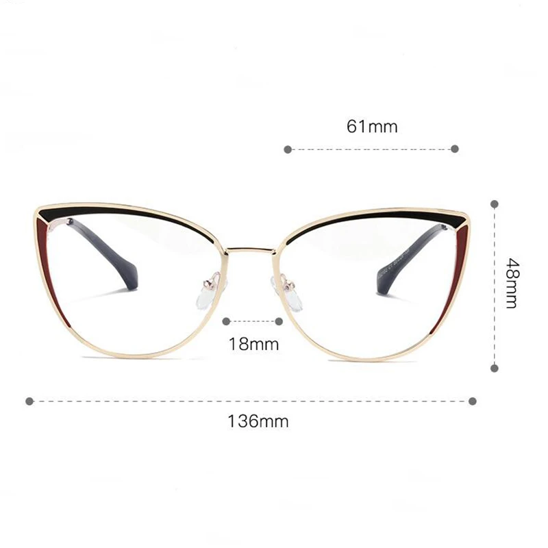 Occhiali da vista da donna Anti raggi blu Cat Eye per occhiali da vista miopi in metallo con gamba a molla da 0 -0.5 -0.75 a-6.0