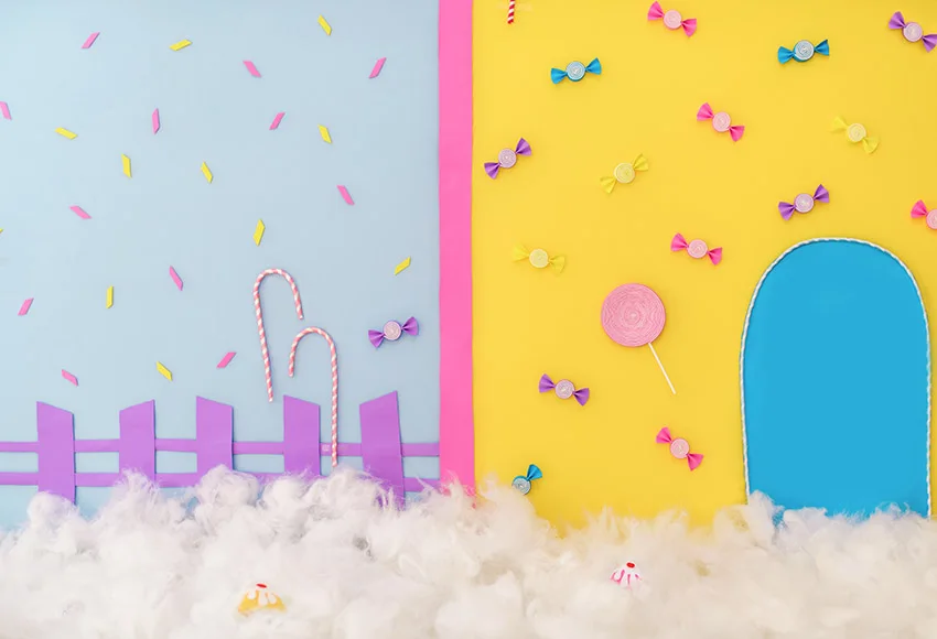 Mehofond-Fondo de algodón para fotografía de niños, telón de fondo de Tierra dulce para estudio fotográfico, piruleta dulce, fiesta de cumpleaños, retrato de recién nacido
