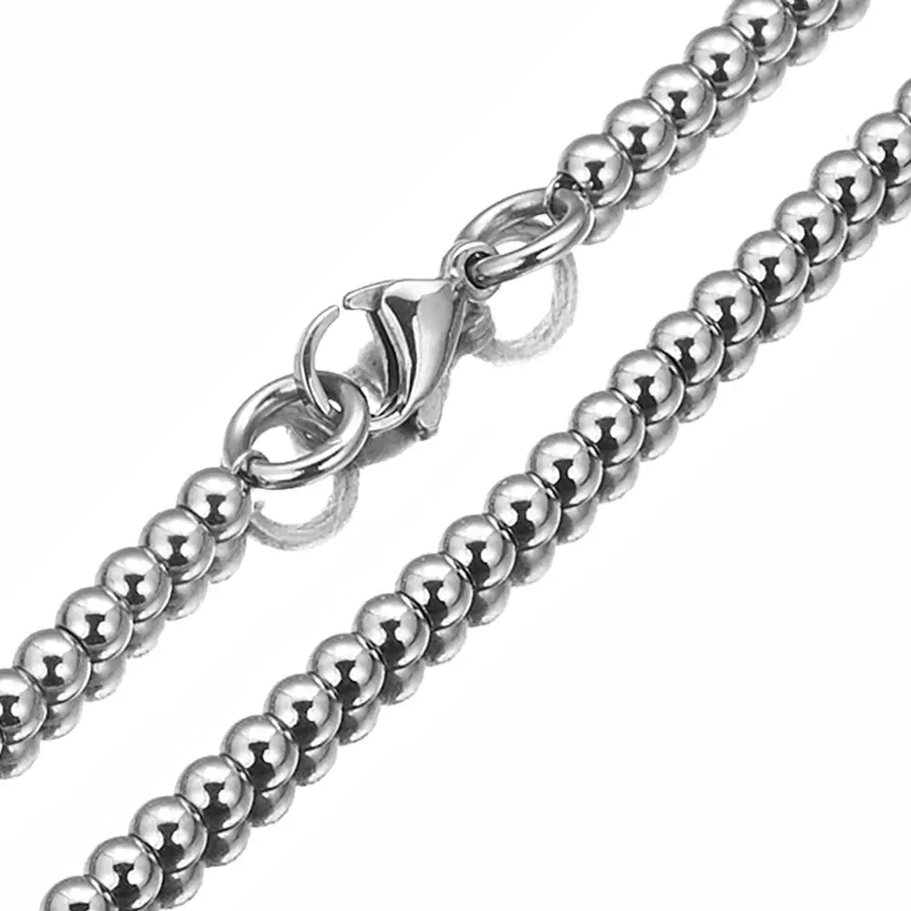 6mm/8mm/10mm Heavy 316L Stainless Steel Rosary Beads Link Chain Necklace for Women Men Fashion Jewelry