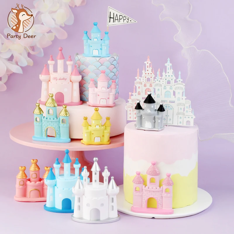 Princess Prince Castle Happy Birthday Decoration Home Dinner Baking Cupcake Cake Topper Cake Flags Event Pary Supplies Love Gift