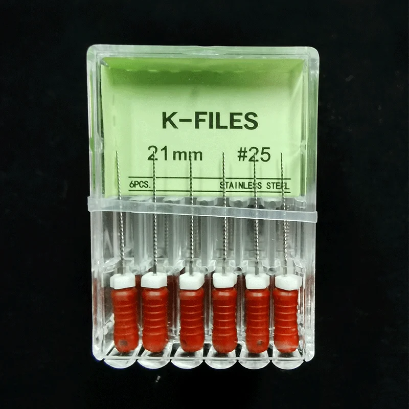 Root Cannal endodóntico de acero inoxidable, herramientas dentales, endodoncia, archivo K, 21mm, 25mm, 31mm, odontología
