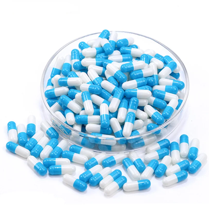 

Blue white (10000 PCS, caps and bodies separated 00 # capsule, Empty Gelatin Capsules Top and Bottom Joined /Tattoo accessories