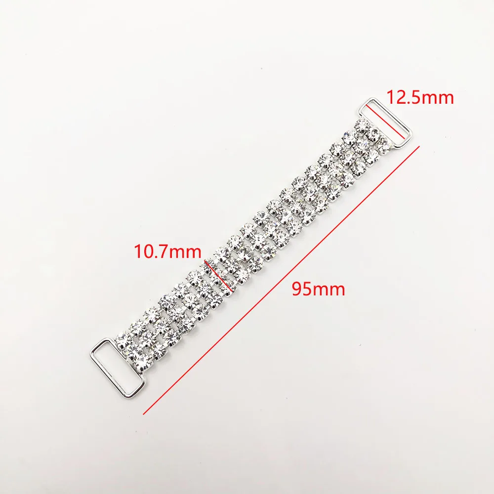 10pcs 3Row 95mm Bikini silver rhinestone chain bodybuilding competition rhinestone shoulder strap chain bikini DIY accessories