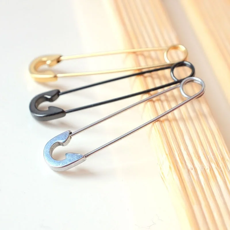 2Pcs/1Pair Men/Women Safety Pin Long Stud Earrings Stainless Steel Personality Creative Street Pop Gothic Punk Jewelry