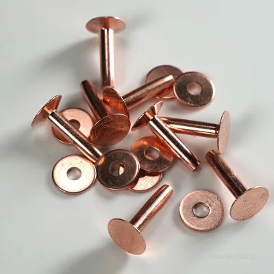 100Sets Copper Rivets and Burrs Washers Leather Copper Rivet Fastener for Collars Leather DIY Craft Supplies