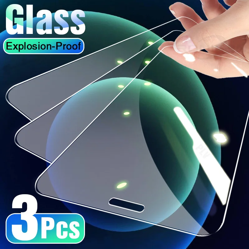 3Pcs Full Cover Glass on For iPhone 11 12 Pro Max X XS Max XR Screen Protector For iPhone 7 8 6 6s Plus 5 SE 2020 Tempered Glass