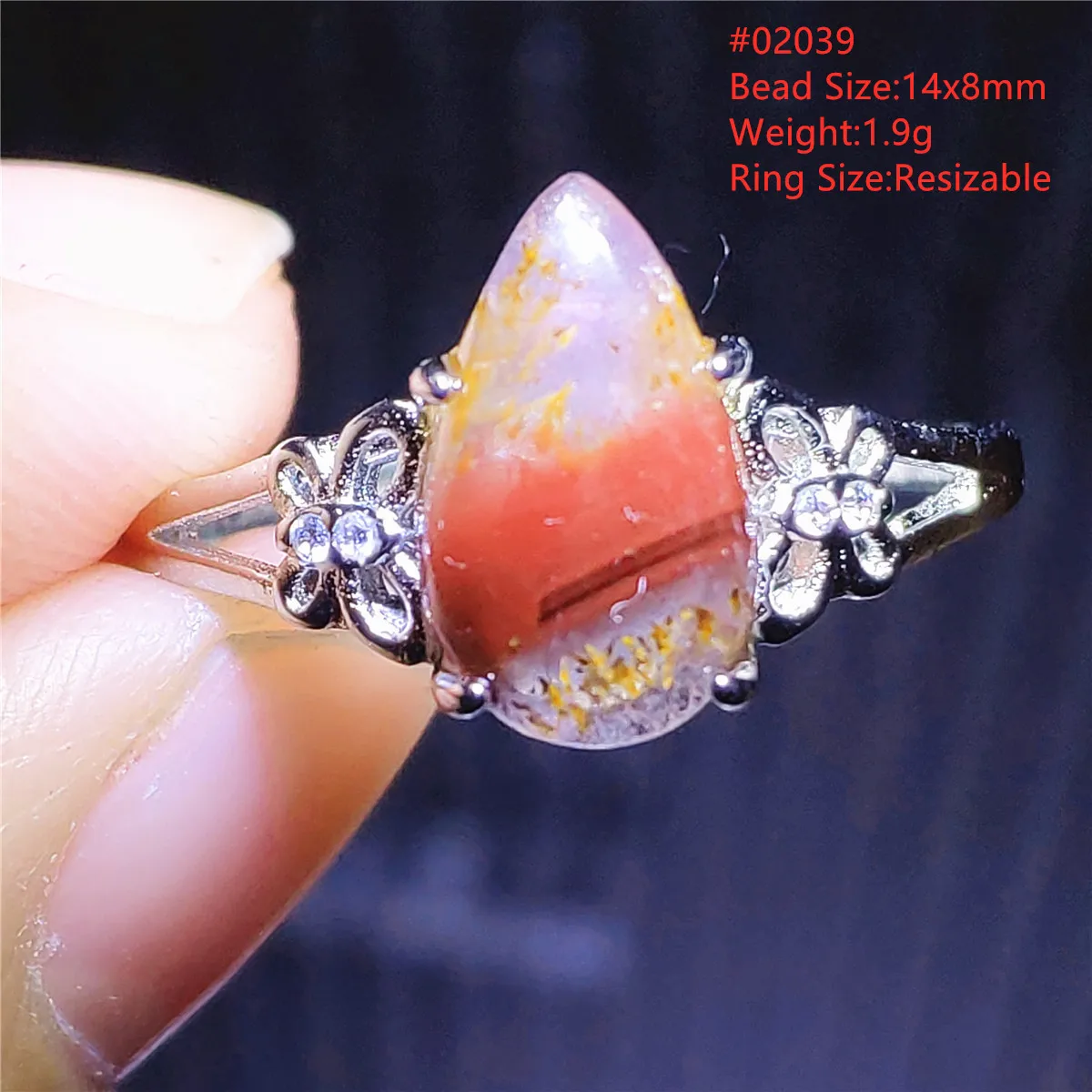 Natural Purple Cacoxenite Auralite 23 Oval Ring Adjustable Rutilated Ring Fashion Oval Auralite 23 AAAAA