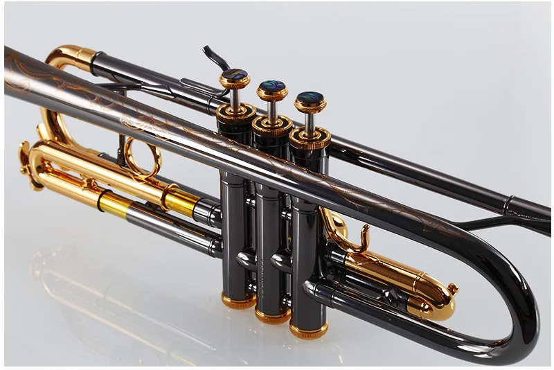 New Arrival Bb Tune Trumpet Musical Instrument Brass Black Nickel Gold Plated B Flat Trumpet Horn with Mouthpiece Free Shipping