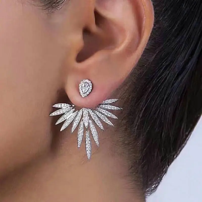 1pair Clear CZ Earring Studs Fully-jewelled Earring Studs Full-jewelled Earring Studs Fashion Jewelry