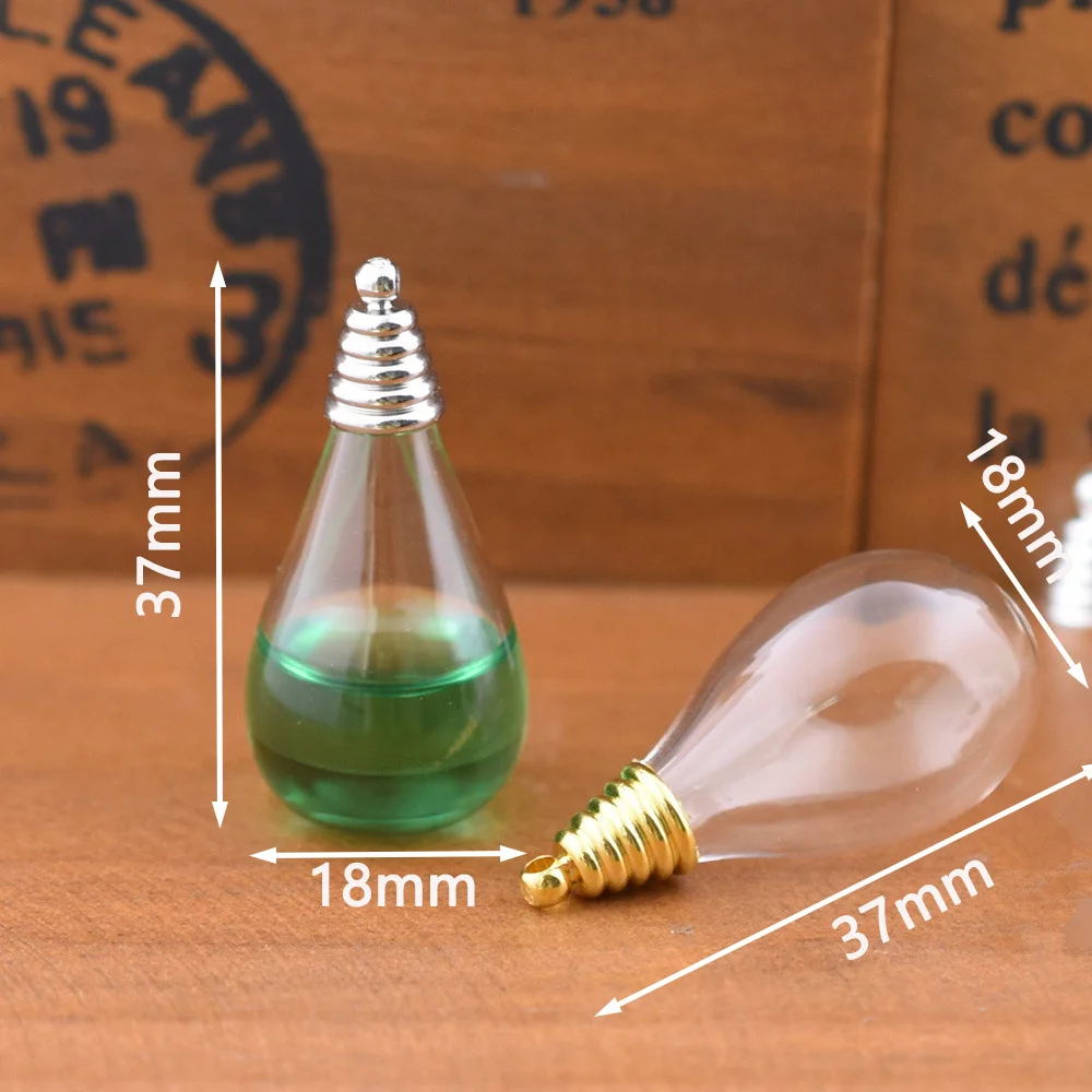 5pcs 37*18mm Glass Drop Vase With Cap Glass Bottle Pendant DIY Jewelry Making Materials Jewelry Accessories Findings