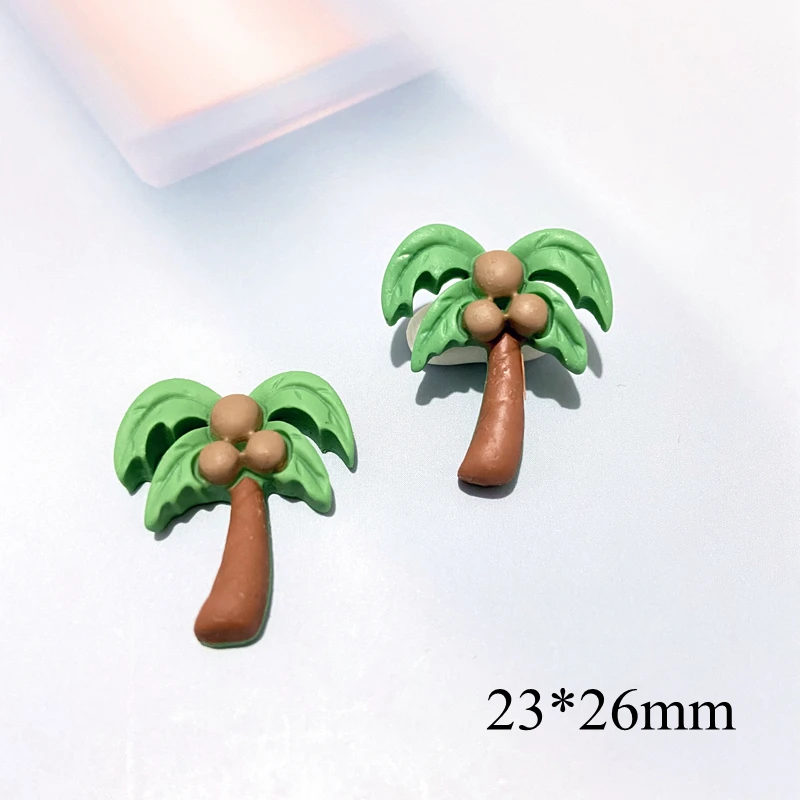 10Pcs Coconut Tree Cactus Parrot Flamingo Resin for Ear Studs Jewelry Making DIY Headwear Hair Clips Bow Ornament Accessories