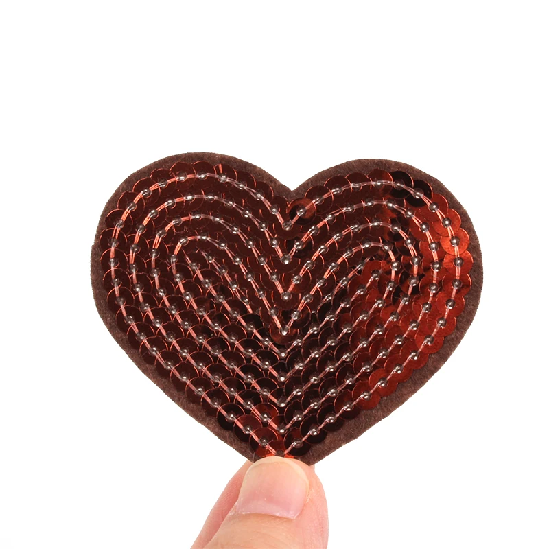 10pcs Big Sequined Heart Patch Iron On Glitter Stickers For Sweaters Dress Shirts DIY Sewing Fabric Appliques Garments Badge