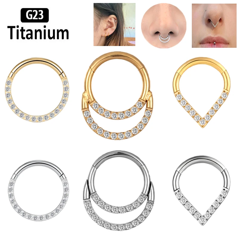 F136 Titanium Piercing Clicker Segment Hoop Nose Rings Earrings Nose Septum Piercing Ear Tragus Cartilage Helix Lip Ear Piercing