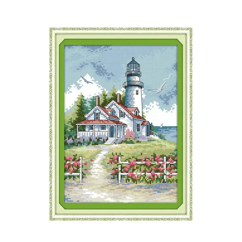 Lighthouse (2) cross stitch kit seaside building pattern pre stamped in fabric stitches embroidery DIY handmade needlework plus