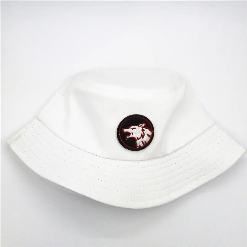 The  Cartoon Wolf head embroidery cotton Bucket Hat Fisherman Hat outdoor travel hat Sun Cap Hats for kid men  Women 253