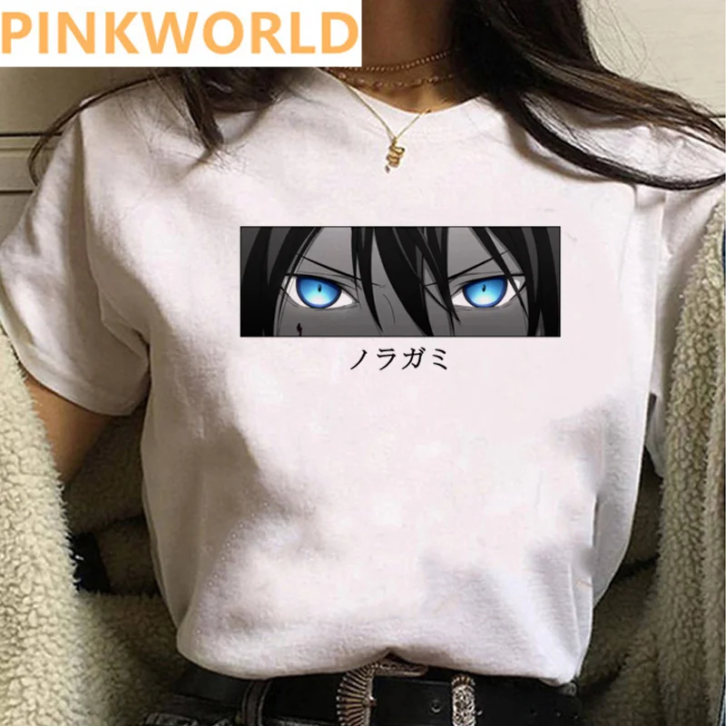 Japanese Anime Noragami Fashion print ladies T-shirt casual basics O-collar white shirt short sleeve ladies T-shirts,Drop Ship