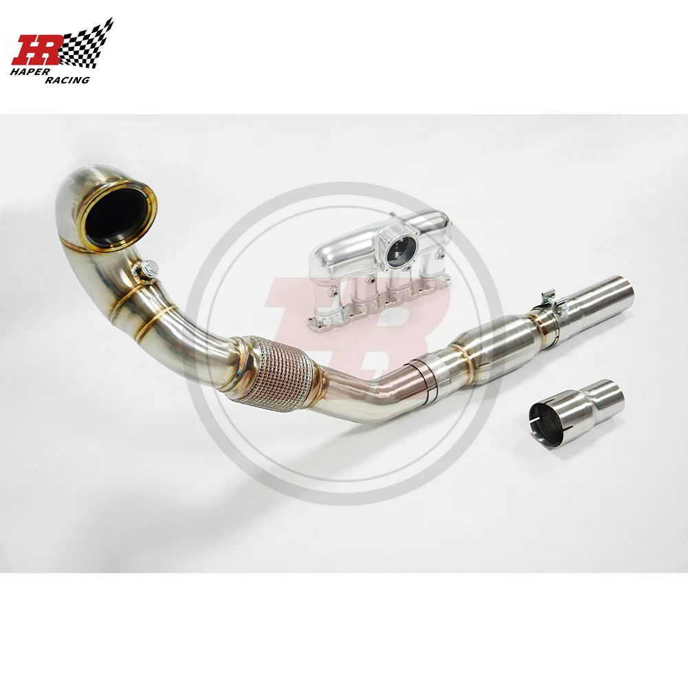 

HP RACING Billet Intake Manifold+3.5'' Exhaust Downpipe With 200cell Sport Cat for MK7 MK7.5 G TI A3 1.8T 2.0T EA888 Gen3