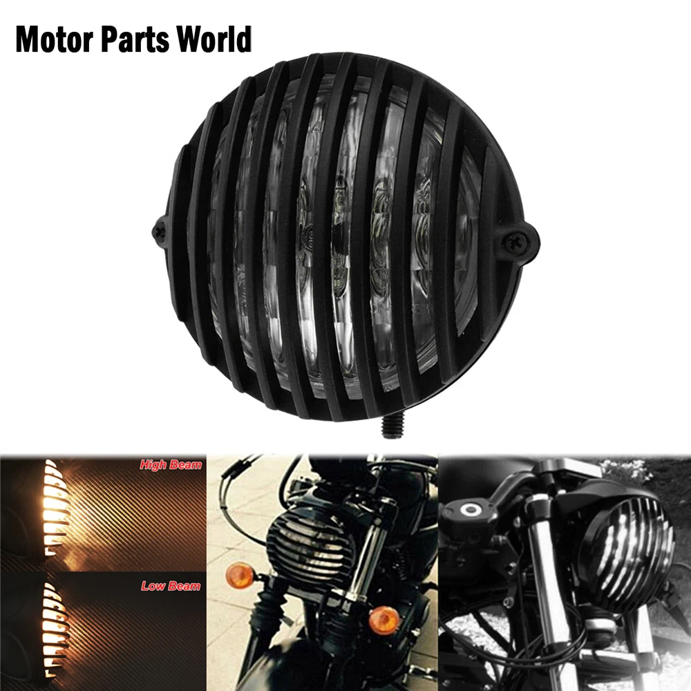 

Motorcycle Vintage Front Headlight Grill Cover High Low Beam Headlamp For Harley Dyna Fatboy Touring Softail Sportster XL1200