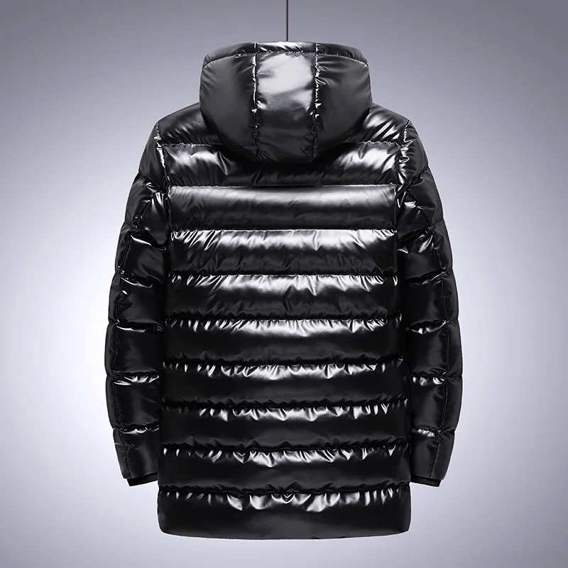 Down jacket men's long white duck down coat trend teenagers thick warm down jacket big fat winter clothing for cold weather