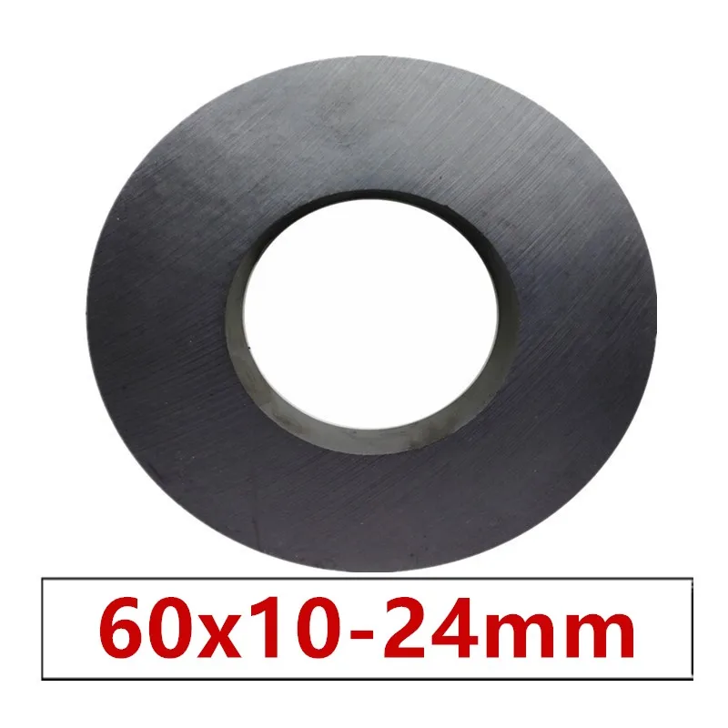 

5pcs/lot Ring Ferrite Magnet 60x10 mm Hole 24mm Permanent magnet 60mm x 10mm Black Round Speaker ceramic magnet 60*10 60-24x10