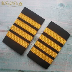 2 Pairs Pilots Uniform Epaulets Clothing Decor Epaulettes Professional 4 Bars Shirts Craft Garment DIY Accessory Shoulder Badges