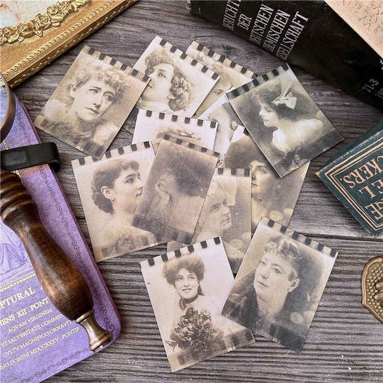 Retro Old Photos Lady Stickers Travel Journal Stickers Scrapbooking Craft Diary Album Decorative Textured paper