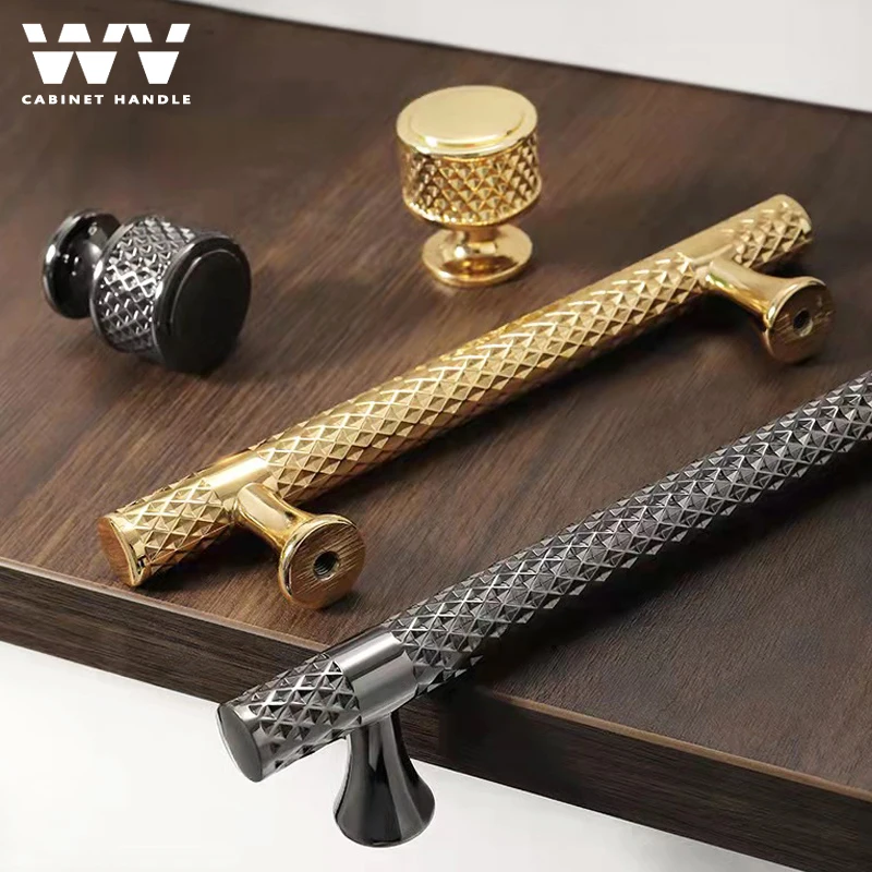 WV Dressers Cabinet Handles Wardrobe Bright Black Gold Kitchen Accessories Cupboard Door Closet Drawer Knobs  Furniture Hardwar