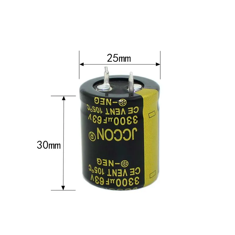 JCCON-Capacitor eletrolítico de pé grosso, Potência do inversor Volume 25x30, 63V3300UF