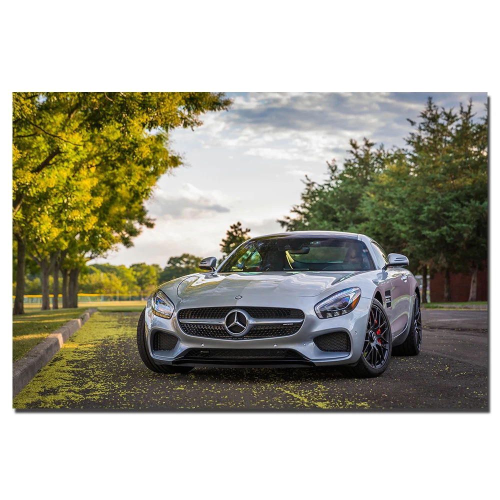 AMG GT Supercar Poster Canvas Cloth Fabric Print Wall Art Pictures For Living Room Decor