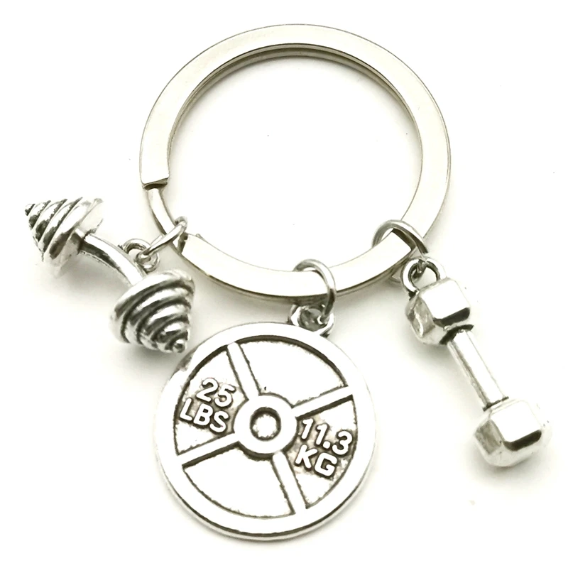 2020 Fashion Accessories 25LBS Keychain Mini Dumbbell Barbell Keychain Never Give Up Fitness Keychain Charm Gift Coach Souvenir