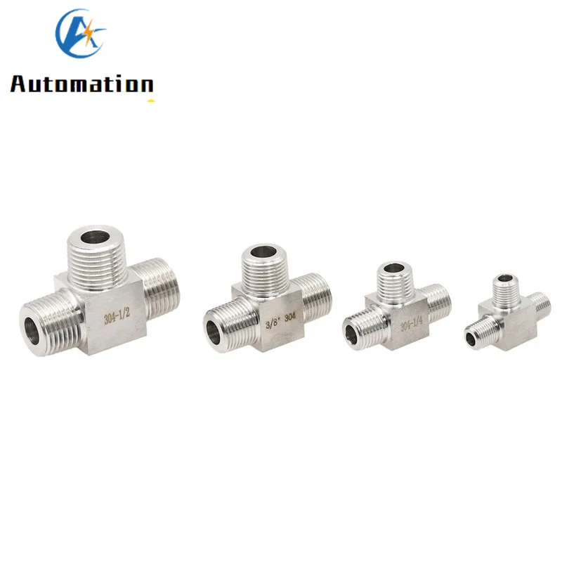 1 sztuk T typ konwersji armatura wysokiego ciśnienia 1/8 "1/4" 3/8 "1/2" męska koszulka 3 Way łącznik rurowy 304 ze stali nierdzewnej wody oleju gazowego