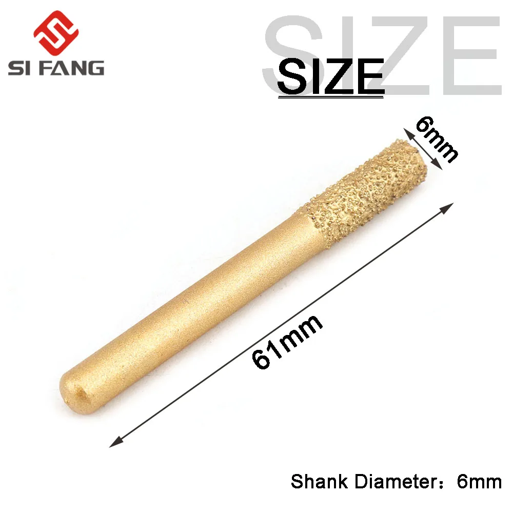 6/8/10mm 6mm Vỏ Cắt Kim Cương Đầu Mài Gắn Điểm Chút Ngọc Đính Đá Đánh Bóng dremel Dụng Cụ Quay 1 cái
