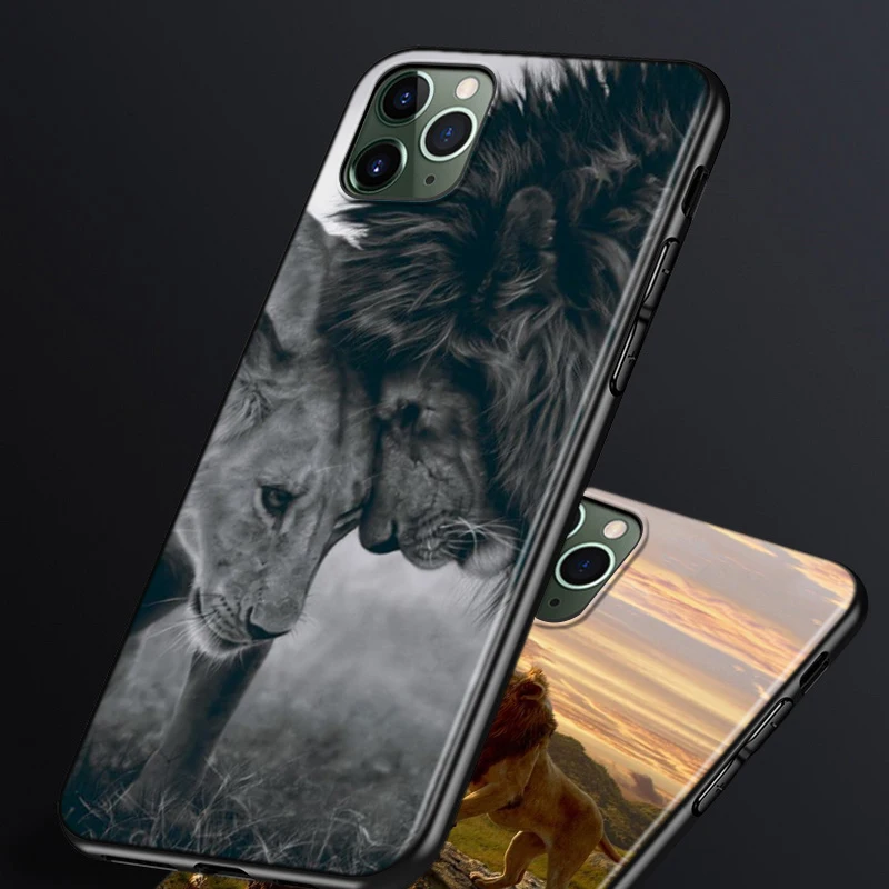 The Lion King Animal For Apple iPhone 15 14 13 12 11 Pro Max Mini XS X XR 7 8 6 Plus 5S Silicone Black Phone Case Coque Capa