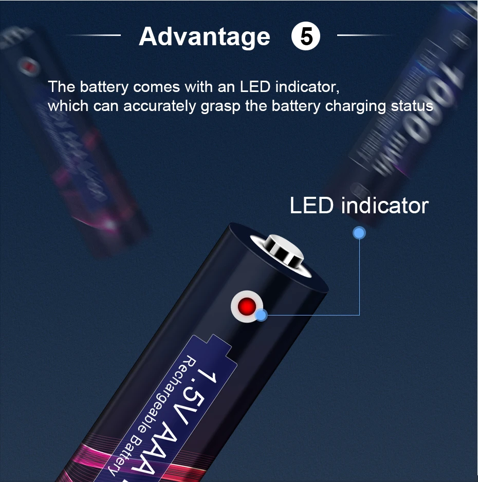 Batteria ricaricabile agli ioni di litio da 1000 mWh 1.5V AAA per Mouse elettrico con telecomando