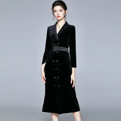AIMEILI Women Winter Elegant Velvet Blazer Dress Festa High Quality Office Party Robe Femme Vintage Designer Pencil Vestidos