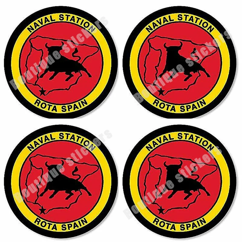 4-piece Set Inch Round U.S. Navy Station Rota Spain Sticker Logo Navy Seal U.S. Base Waterproof and Sunscreen Vinyl Die-cut