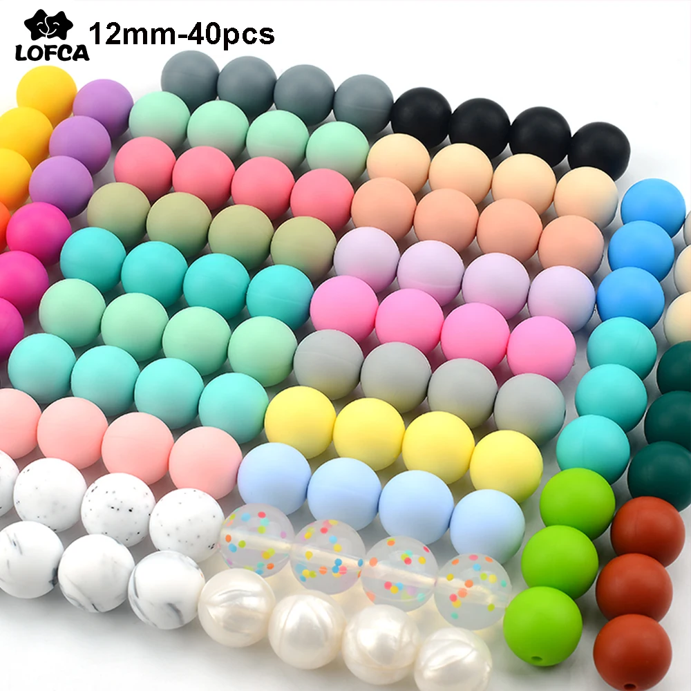 Round Silicone Beads 12mm Wholesale 40pcs Baby Teething Toys Food Grade Chew Beads Infant Teethers Shower Gift Necklace Pacifier