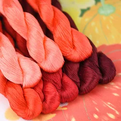 No. 42 silk embroidery thread / 100% silk thread /hand embroidery embroider cross stitch/ Flaming red/8 pure colors