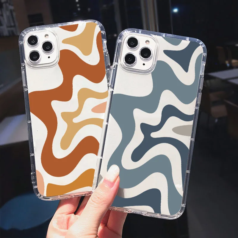 Liquid Swirl Abstract Pattern In Beige and Sage Green Shock Proof Phone Case for IPhone 13 11 12 Pro XS MAX 8 7 6 Plus X XR Case