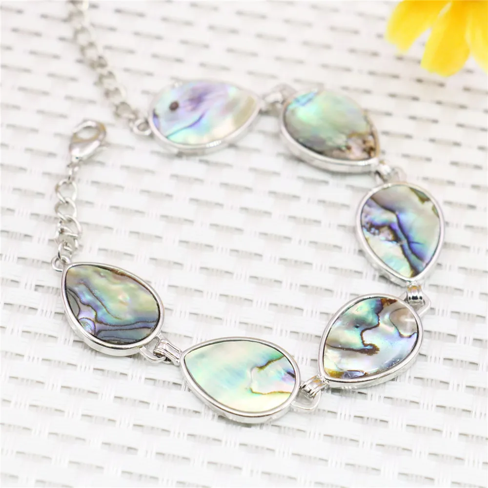 16X20mm Waterdrop Natural Abalone Seashells Sea Shells Pearl Bracelet Alloy Women Decorative Girls Fashion Jewelry Making Design